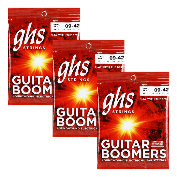 3-Pack! GHS Boomers 6-String Electric Guitar Strings GBXL Extra Light 09-42