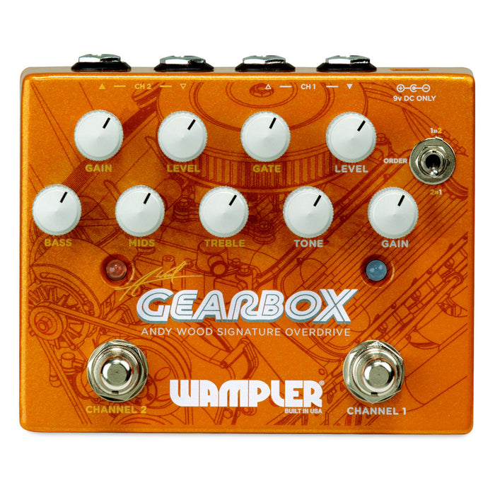 2 channel overdrive pedal Wampler Gearbox Andy Wood Signature Overdrive Pedal