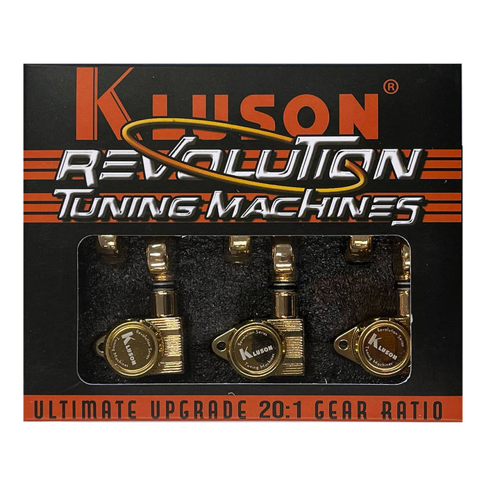 Kluson 3+3 Revolution Series Locking E-Mount Tuners Gold KREL-3-G
