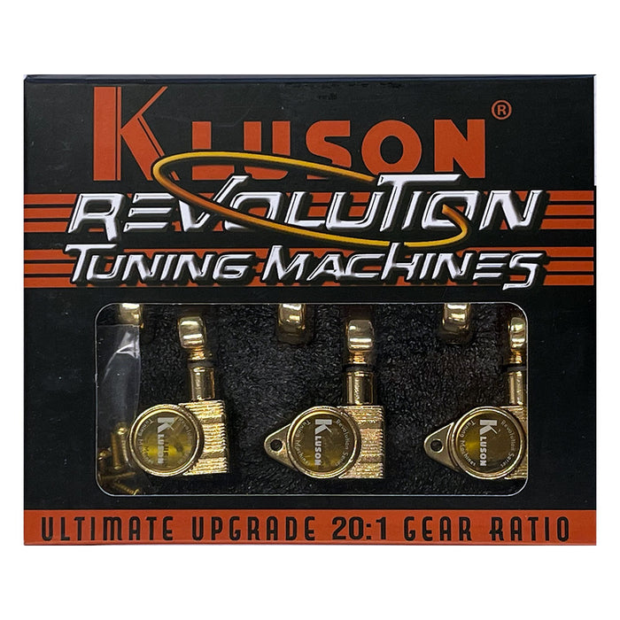 Kluson 3+3 Revolution Series E-Mount Tuners Gold KRE-3-G