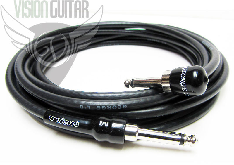 12' Foot GEORGE L'S .225 GUITAR BASS Cable - Black - Straight To Right Angle