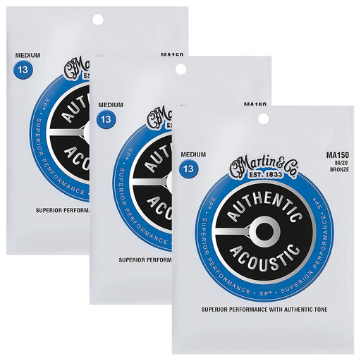 3-Pack! Martin Acoustic SP Guitar Strings Phosphor Bronze 13-56 Medium MA150