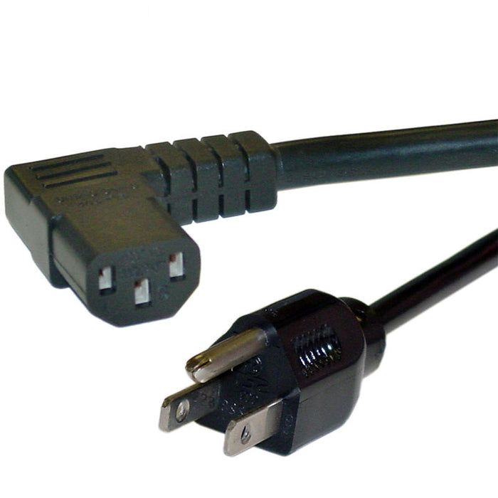 Quality 6ft 14AWG Angled Power Cord Amplifier Cable (C13/5-15P) - Black