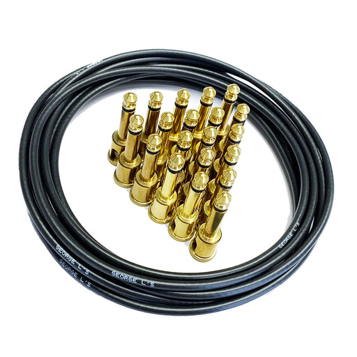 George L's Black Mega-Pack Pedalboard Effects Cable Kit 15' - 20 Unplated Plugs