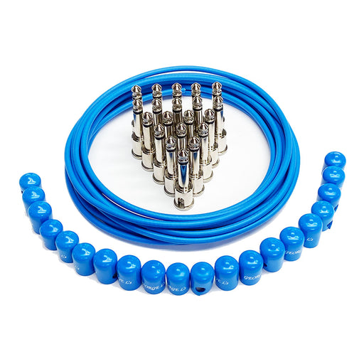 George L's Mega-Pack Pedalboard Effects Cable Kit 15' Blue Cable 20 Plugs/Jackets