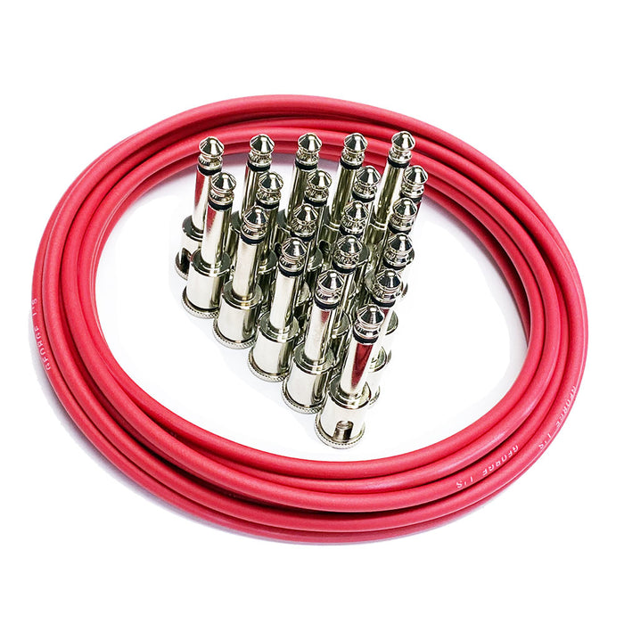 George L's Red Mega-Pack Pedalboard Effects Cable Kit 15' - 20 Plated Plugs