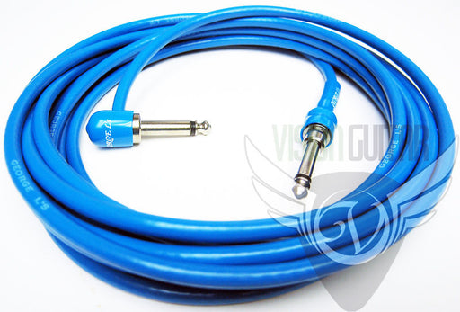 20' George L's .225 Guitar Bass Cable Blue w/ Right Angle Plug