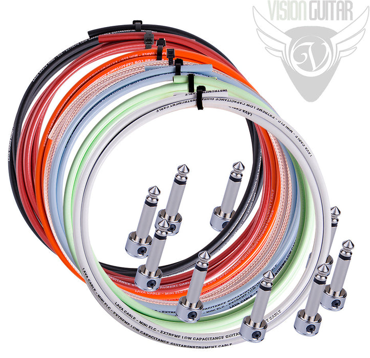 Lava Piston Solder-Free Pedal Board Cable Kit - 10 R/A Plugs + 10' Cable - Orange