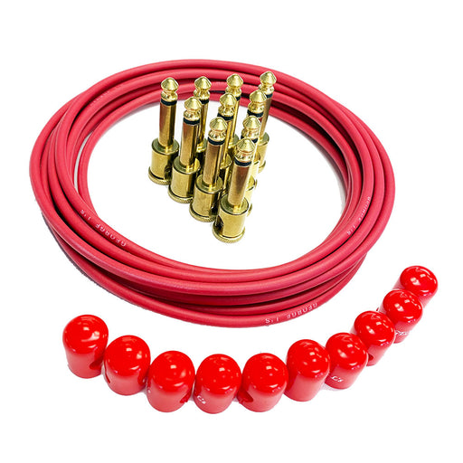 George L's Pedalboard Effects Cable Kit - Red Cable .155 R/A Unplated Plugs