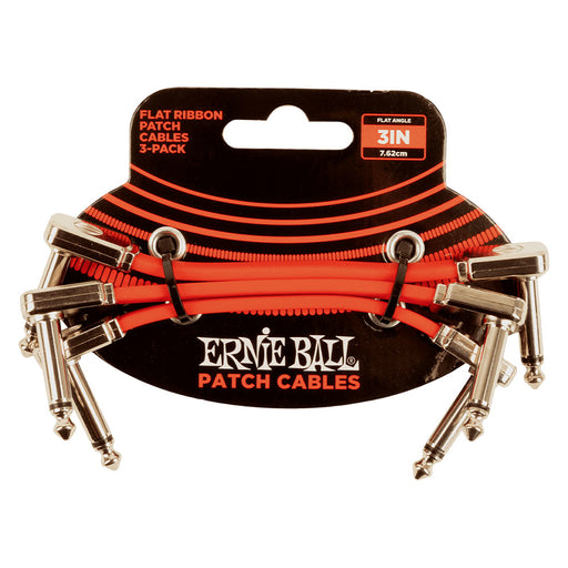 Ernie Ball 3" Flat Ribbon Patch Cable 3-Pack Red P06401