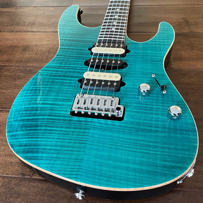 Suhr Custom Modern Plus Trans Teal Flame Roasted Maple Ziricote Neck 67151