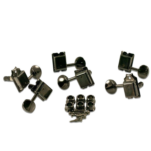 GOTOH Vintage Style LOCKING TUNERS 6 In Line (Strat/Tele) - Black Finish