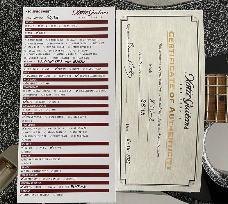 Xotic California Classic XSC-2 Electric Guitar Halo Sparkle over Black 2635