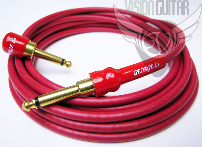 10' GEORGE L'S .225 GUITAR BASS CABLE Right Angle RED
