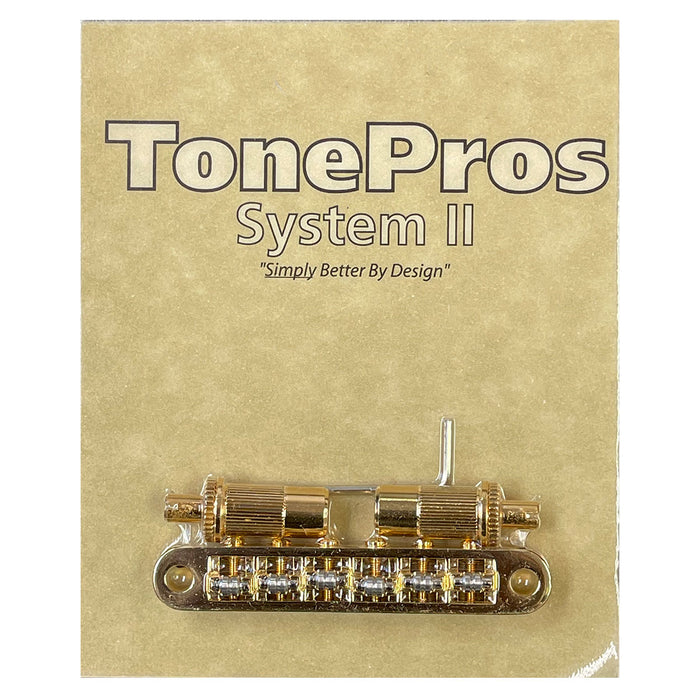 TonePros Metric Tune-O-Matic Bridge w/ Roller Saddles TPFR-G Gold