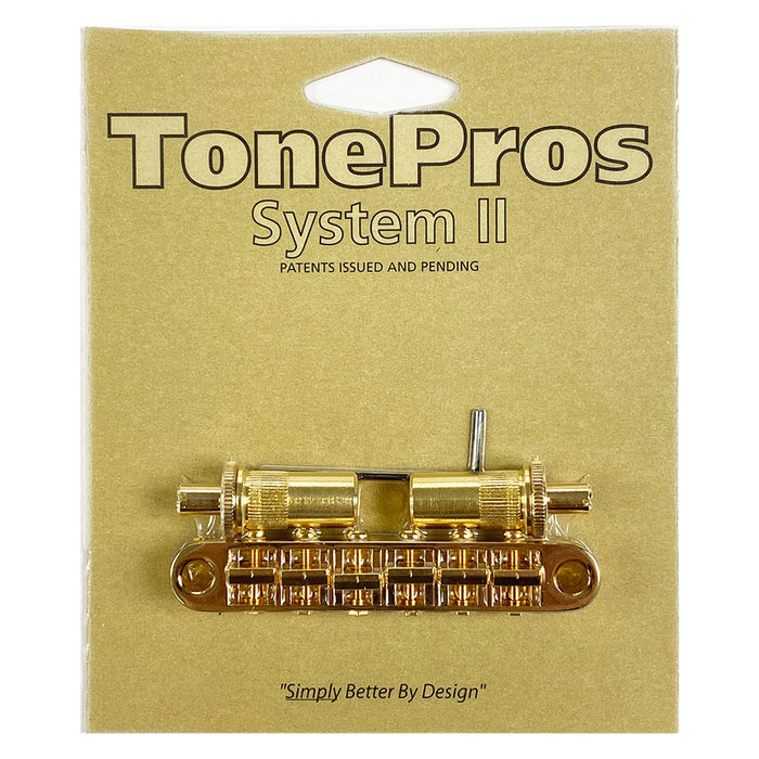 TonePros T3BT-G PreNotched Metric TuneOMatic Bridge Gold