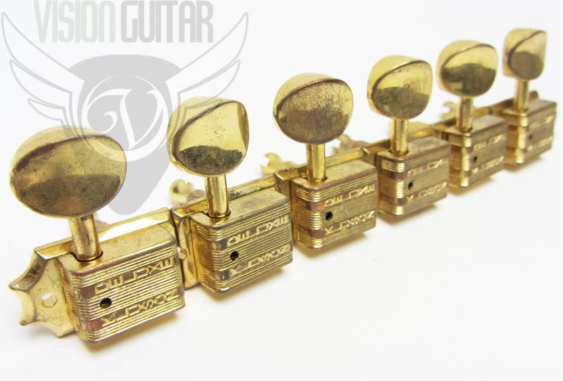 Tone Pros Kluson 6 In Line Tuners Vintage Press-in Bushings TPKF6-AG AGED GOLD