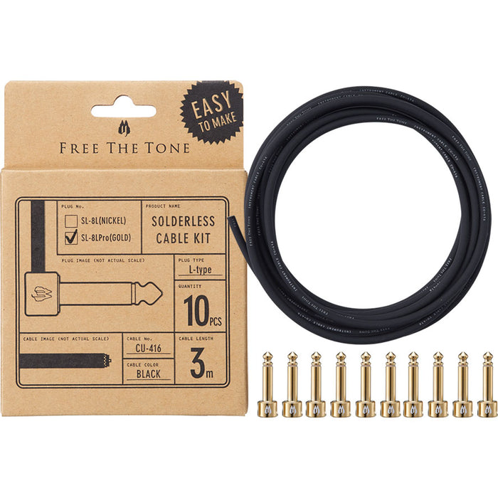 Free The Tone Solderless Cable Kit Gold Plugs (SLK-LPro-10)
