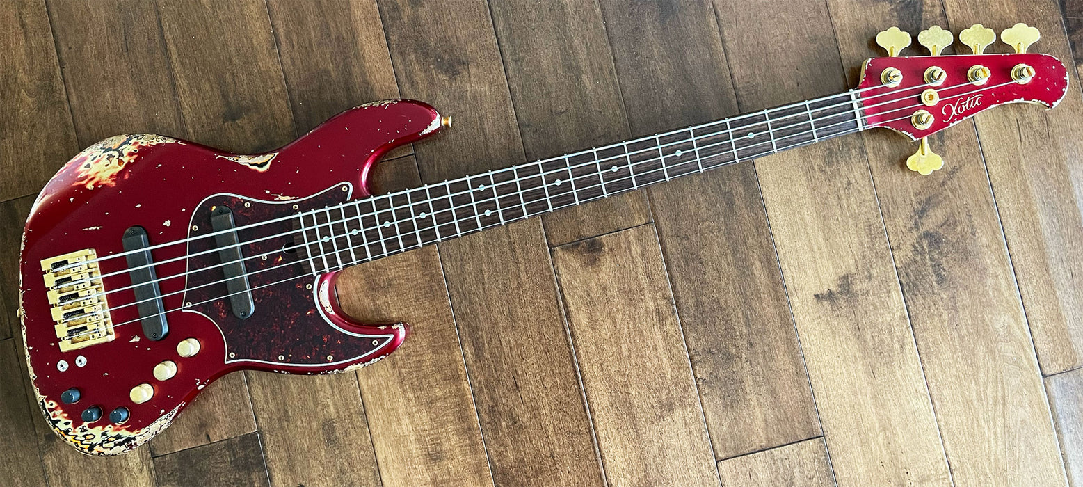 Xotic XJ-1T Jazz-Style 5-String Bass Guitar Candy Apple Red Rosewood