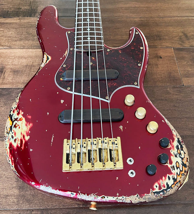 Xotic XJ-1T Jazz-Style 5-String Bass Guitar Candy Apple Red Rosewood