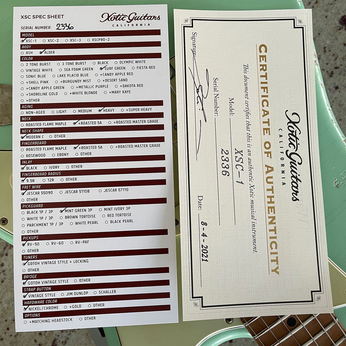 Xotic California Classic XSC-1 Electric Guitar Surf Green 2336